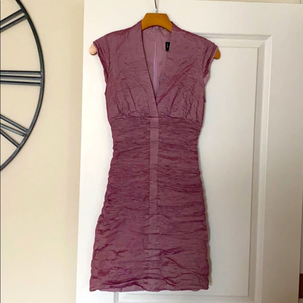 Nicole Miller Ruched V-neck above the knee dress